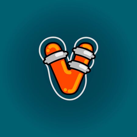 Lifebuoy font vector v alphabet in cartoon styleのイラスト素材