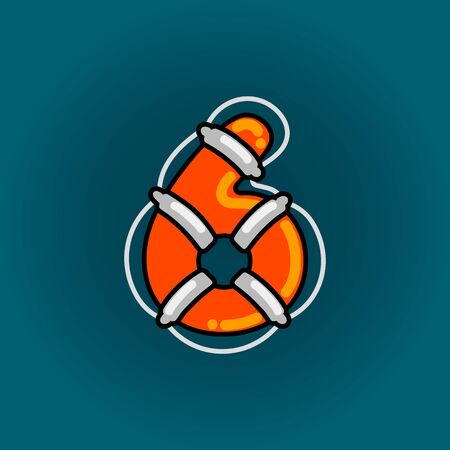Lifebuoy font vector number Six in cartoon styleのイラスト素材