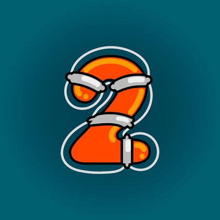Lifebuoy font vector number Two in cartoon styleのイラスト素材