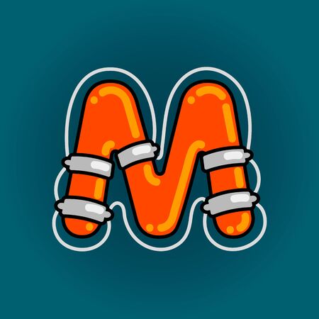 Lifebuoy font vector M alphabet in cartoon styleのイラスト素材