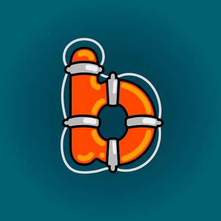 Lifebuoy font vector b alphabet in cartoon styleのイラスト素材