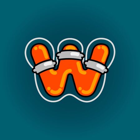 Lifebuoy font vector W alphabet in cartoon styleのイラスト素材