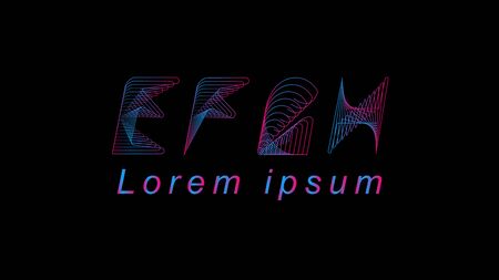 EFGH Font Logo Type Template in futuristic disco styleのイラスト素材