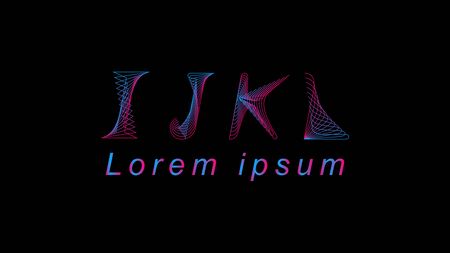 IJKL Font Logo Type Template in futuristic disco styleのイラスト素材