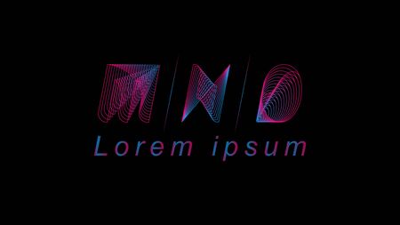 MNO Font Logo Type Template in futuristic disco styleのイラスト素材