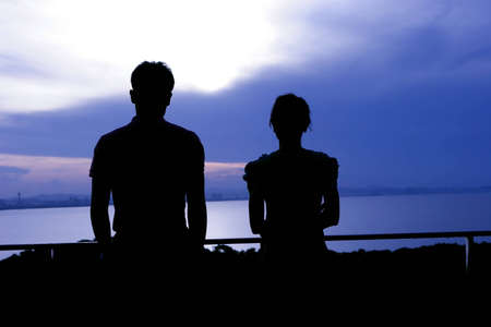 Couple standing views on the island.の写真素材