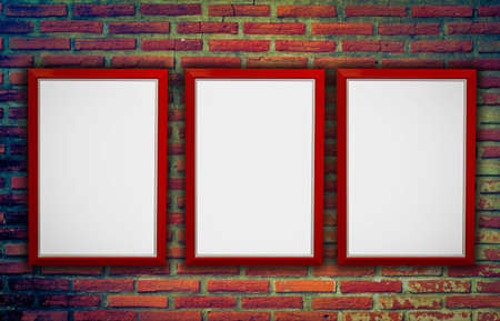 Picture frame, red brick walls の写真素材