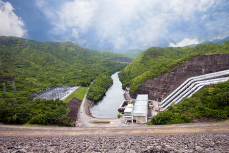 Electricity Generator front of Sri Nakharin Dam, Kanchanaburi, Thailandの写真素材