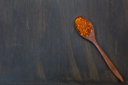 Cayenne pepper on the wooden floorの写真素材