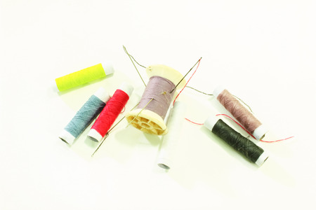 Yarn and sewing needleの写真素材