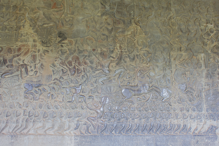Sculptural walls of Angkor Watの写真素材
