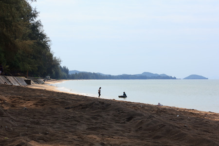 Mountains with blue sea and blue sky .の写真素材
