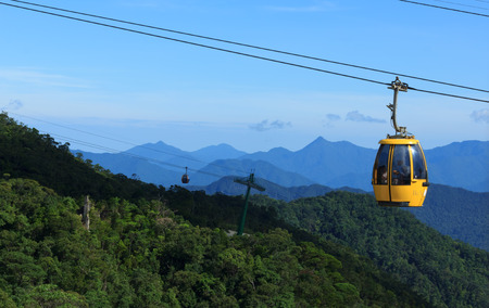 DANANG,VIETNAM - JULY 15  Tourists passenger cable car up the beautiful views on the mountain on July 15,2014 in Danang,vietnamのeditorial素材