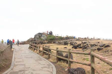 Walkway for sightseeing on the island of Jeju South Koreaの写真素材