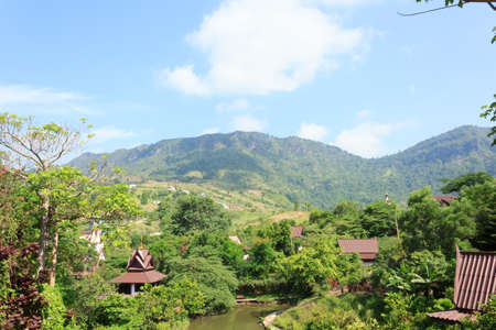 Mountains with blue skyの写真素材
