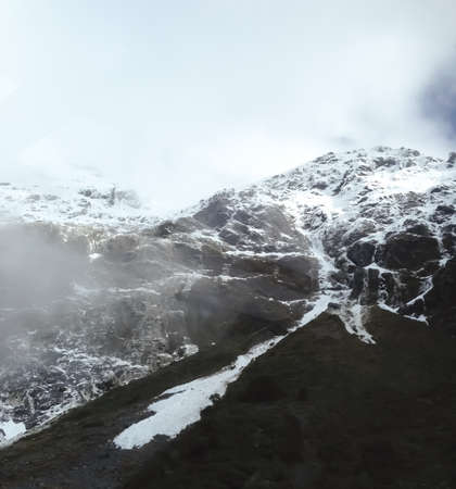 mountains covered with snowの写真素材