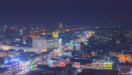 Landscape high view of the city at night.Khonkaen,Thailand,April 2016のeditorial素材