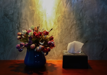 Flower vase and tissue box