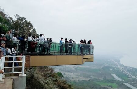 Tourists admire the beauty on Skywalk.Nongkhai,Thailand,February 13,2017のeditorial素材