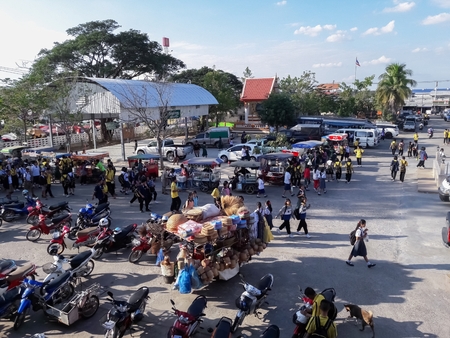 Merchants and traders sell food in the market after work.Mahasarakham,Thailand,January 14,2017のeditorial素材