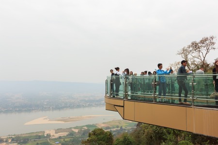 Tourists enjoy the scenery on skywalk.Nongkhai,Thailand,December 2016のeditorial素材