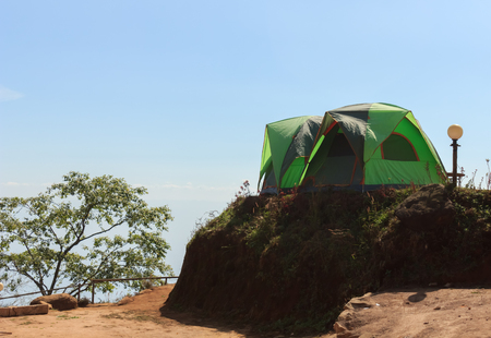 Tent accommodation on the mountain.の写真素材