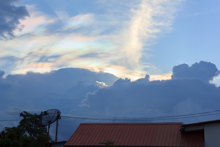 Beautiful rainbow clouds on the sky.の写真素材