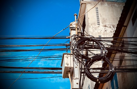 Transformer on pole.の写真素材