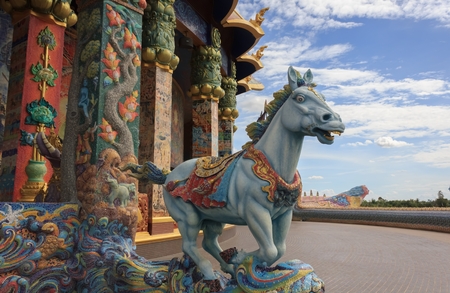 Beautiful statues of animals in the novel at  temple of Thailand.の写真素材