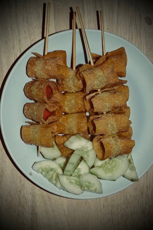 Fried meatballs in plate.の写真素材