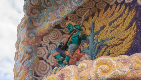 Statue of a beautiful angel in Thai temple.の写真素材