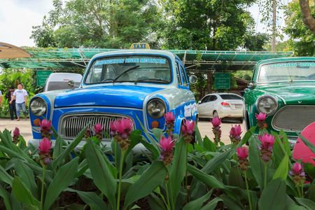 Antique car for garden decoration.Loei,Thailand, January 1,2018のeditorial素材