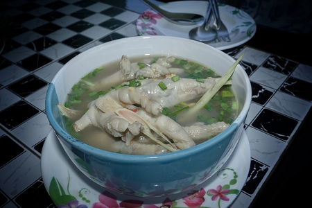 Soup made of chicken foot.の写真素材