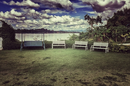 Benches for relaxing by the river.
