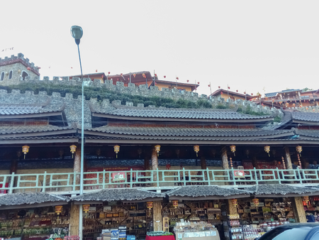 Mae Hong Son/Thailand-February 9 2019:Gift shop at Ban Rak Thai for touristsのeditorial素材