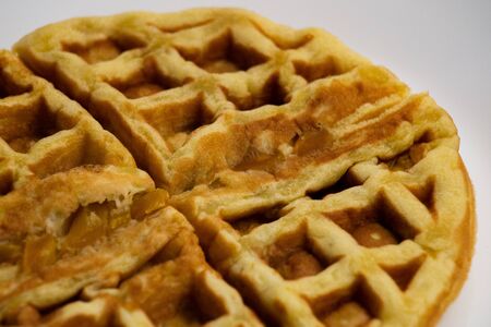 Breakfast Waffle in Dish close up left compositionの写真素材