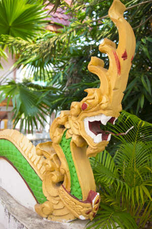 statue king of nagas in front of buddhism temple, Kalasin Province, Thailandの写真素材