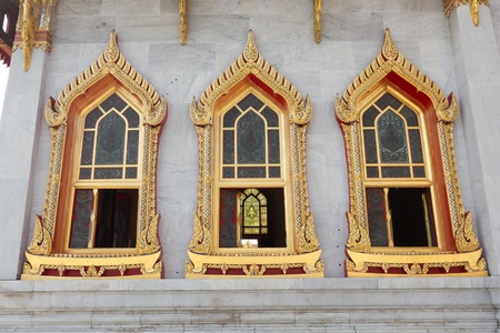 church windows thai templeの写真素材