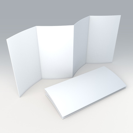 3D clean white blank 8 pages accordion fold brochure in isolated background with work pathsの写真素材