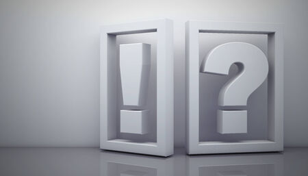 3D render 2 symbols as alert and question