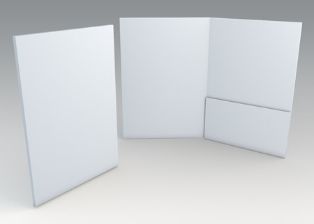 3D blank clean white folder for document papers sheets A4 container in isolated background with work paths, clipping paths includedの写真素材