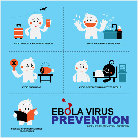 presenter cute character with EBOLA virus preventionのイラスト素材