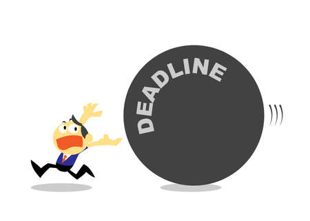 Cartoon Businessman Run Away from Deadline.のイラスト素材