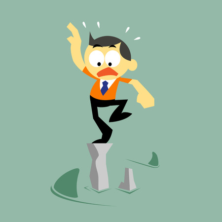 Vector Cartoon Businessman and Risk Status, Risk managementのイラスト素材