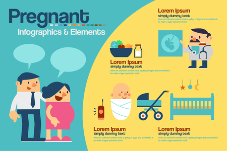 Vector Illustration Pregnant Infographics and Elementsのイラスト素材