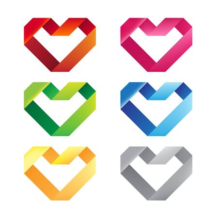 Vector Illustration Colorful Hearts Ribbon in Isolated Background.のイラスト素材