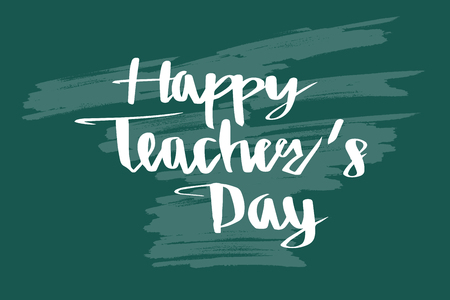 Happy teacher's day concept on blackboard in calligraphy lettering vector illustrationのイラスト素材