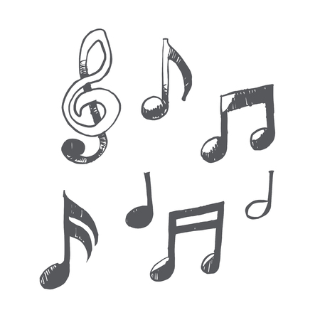 Freehand simple drawn Musical notes, vector illustration sketch design.のイラスト素材