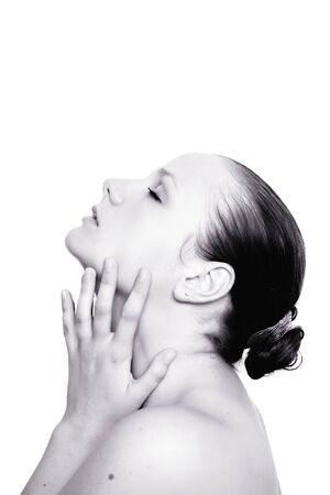 facial massage isolated on white の写真素材