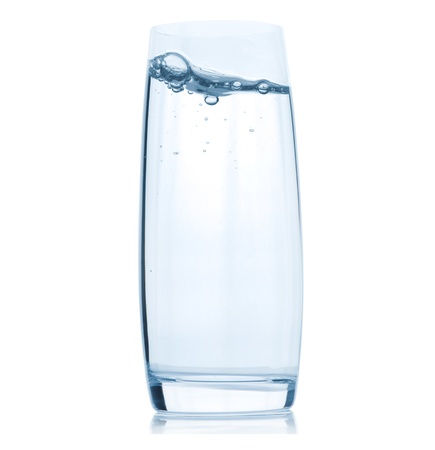 Glass with water on white backgroundの写真素材